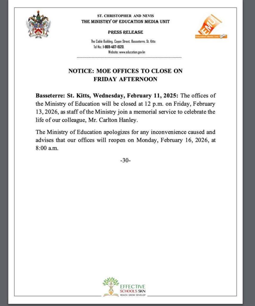MOE Offices to Close on Friday Afternoon