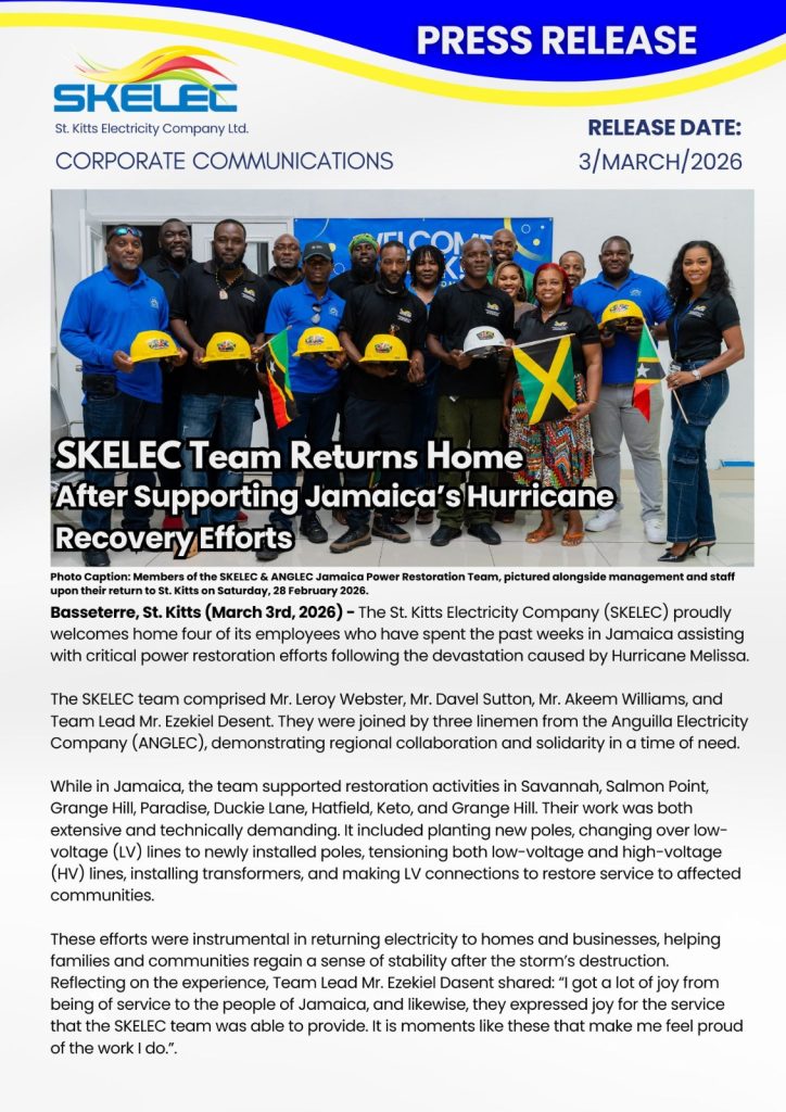 SKELEC Team Returns Home After  Supporting Jamaica’s Hurricane Recovery Efforts