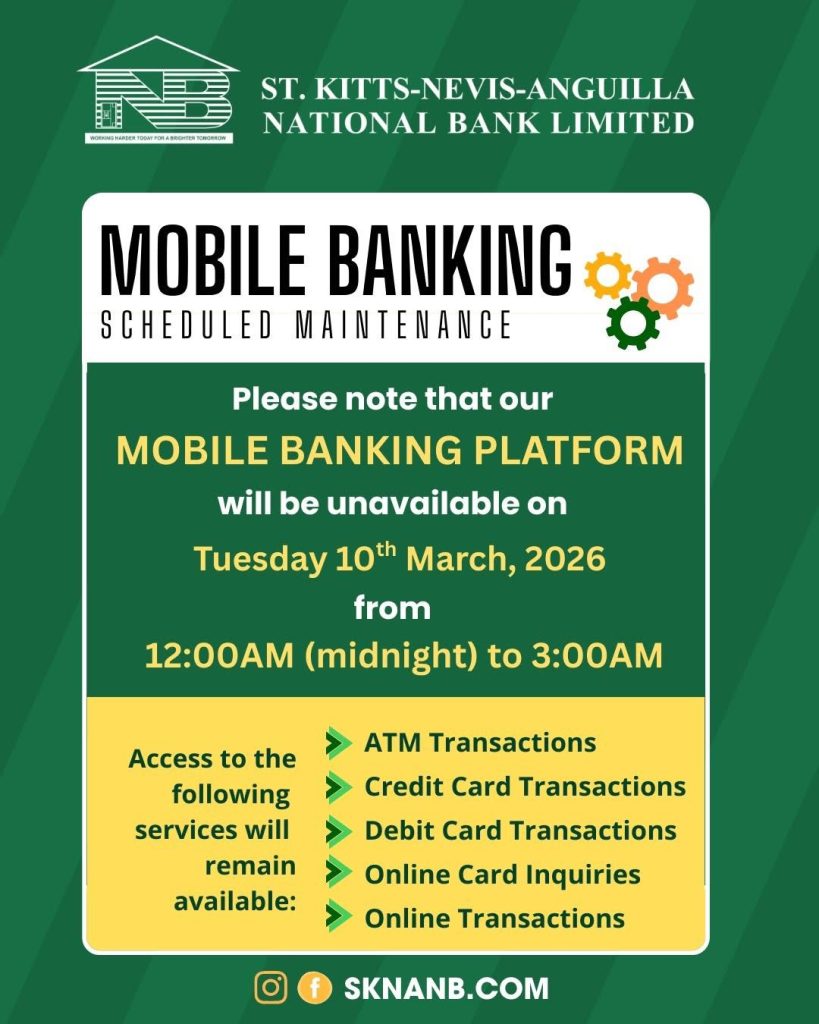 SKNANB Mobile Banking Scheduled Maintance