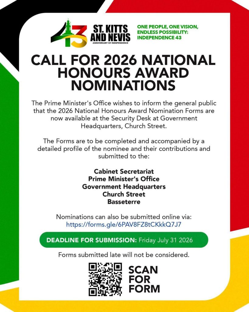Call for Nominations – 2026 National Honours Awards