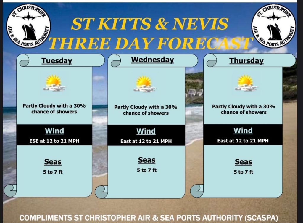 Weather Forecast for St. Kitts & Nevis 7am Update –  June 16, 2026